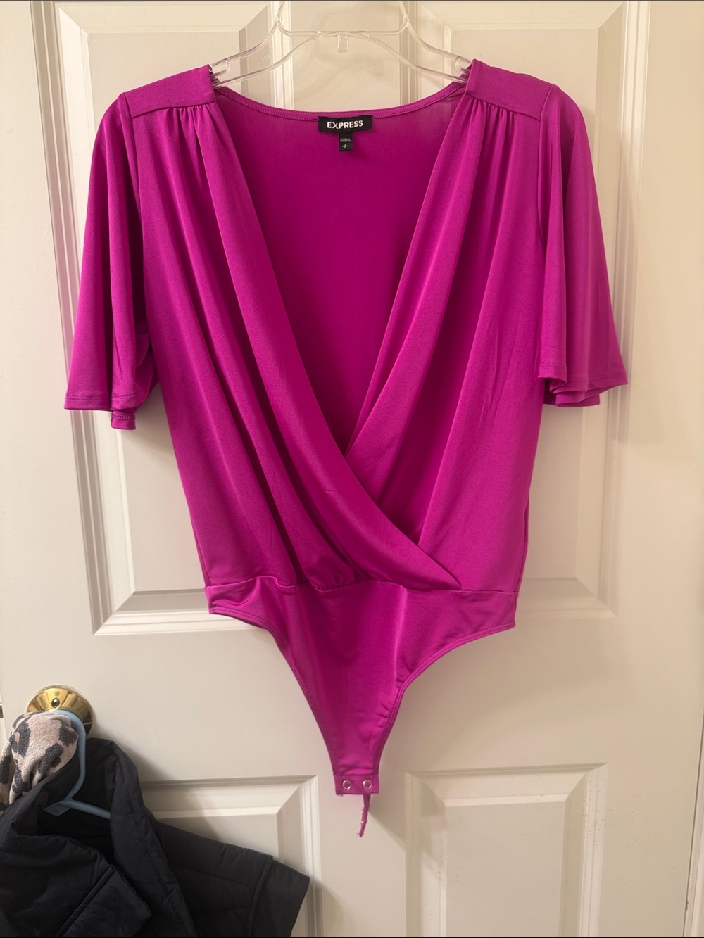 Express Women's Hot Pink Surplice Bodysuit